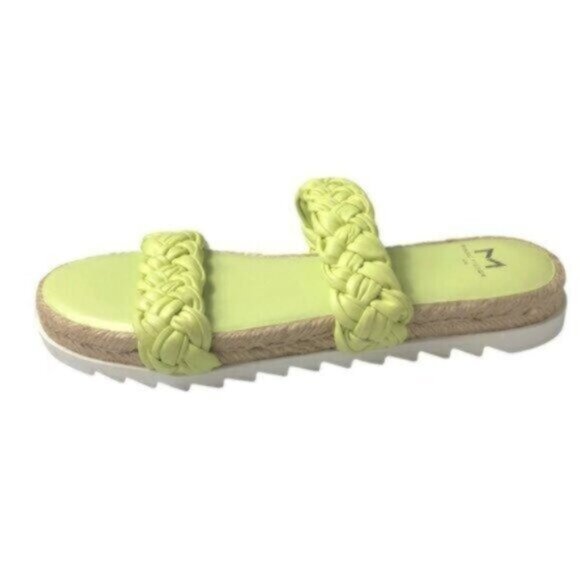 NEW Marc Fisher Light Green Espadrille Slide Leather Flat Sandals 7M - Picture 2 of 8